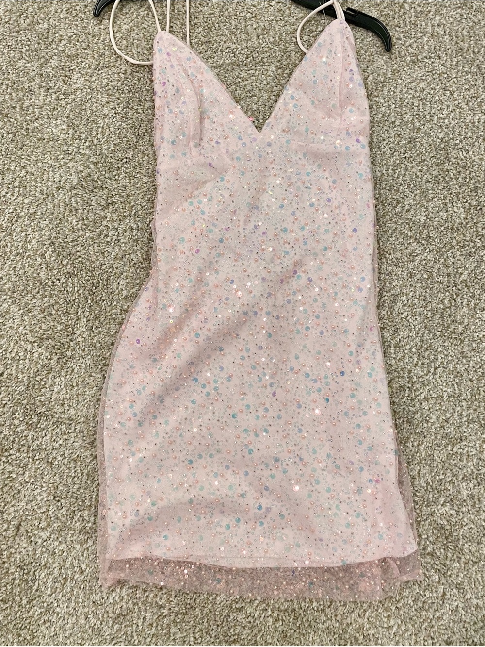 Lucy in the Sky Sparkling Blush Pink Sequin Slip Dress